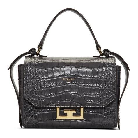 Givenchy: Grey Croc Mini Eden Bag 